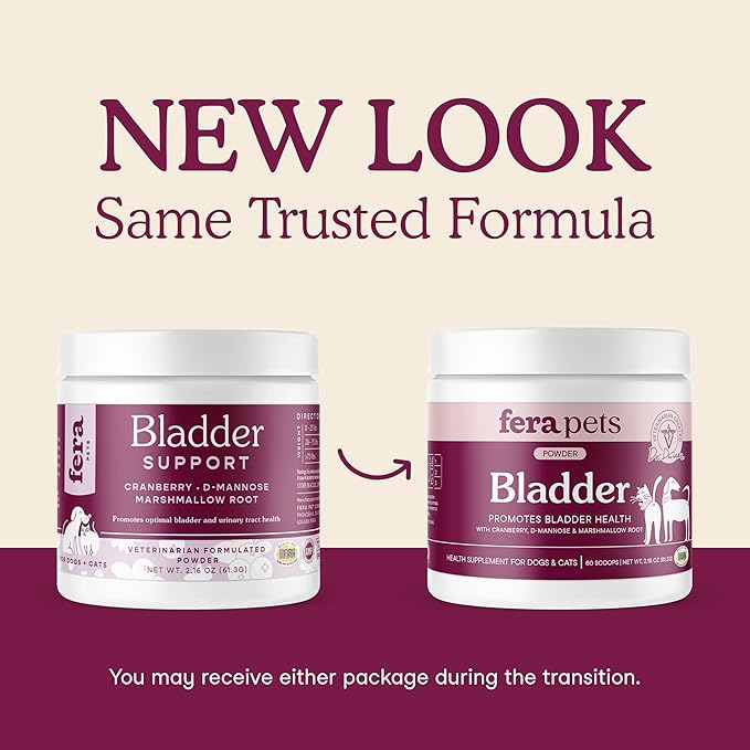 Fera Pets Bladder Support - Cranberry for Dogs & Cats - D-Mannose & Marshmallow Root - Urinary Tract Support - Supports Normal Urine pH - Boosts Immunity - 60 Scoops