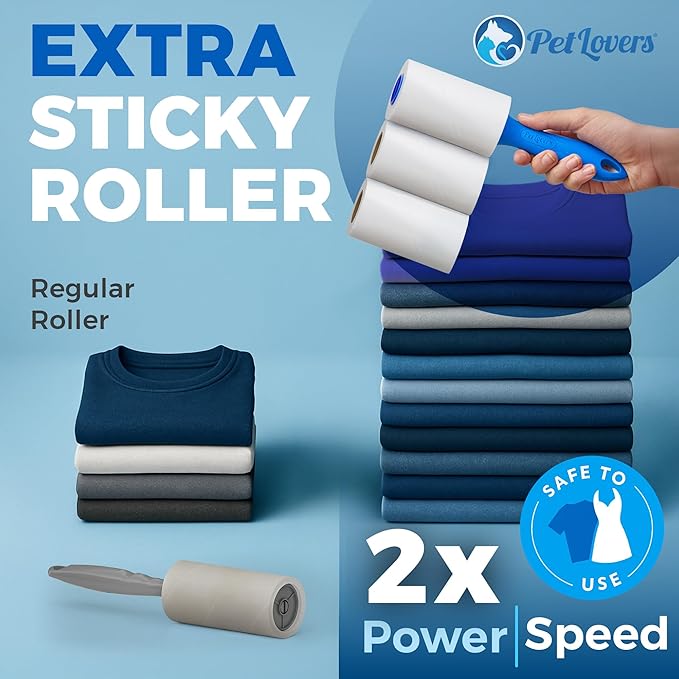 PetLovers Extra Sticky Lint Roller Ultimate Value Set 400 Sheets for Pet Hair Removal, Dog and Cat Lint Remover 4 Pack