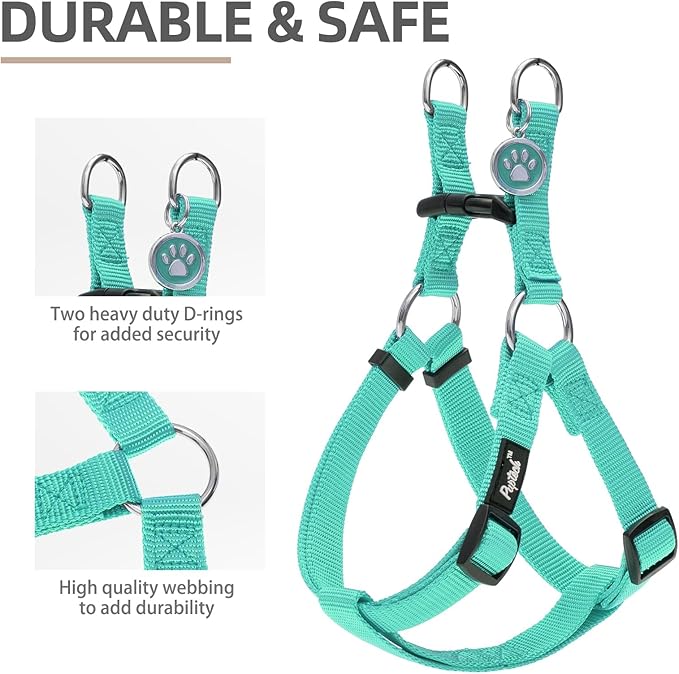 PUPTECK No Pull Dog Harness Soft Adjustable Basic Nylon Step in Puppy Halter Outdoor Walking with ID Tag Medium