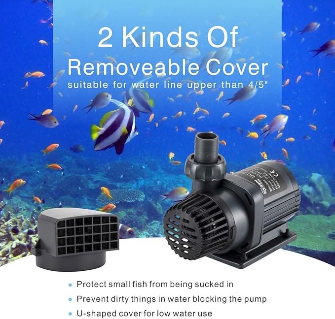 hygger 24V DC Water Pump Quiet Inline/Submersible Saltwater Aquarium Pump with LCD Display Controller 800 GPH Return Pump for Coral Reef Tank Sump