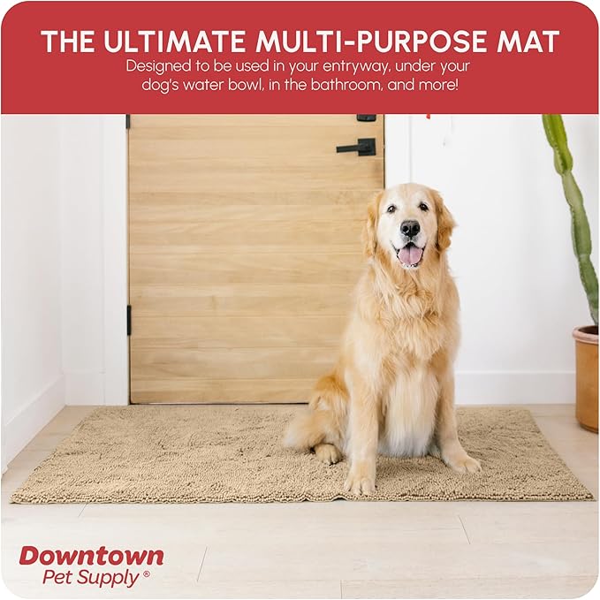 My Doggy Place Microfiber Dog Mat for Muddy Paws, 60" x 36" Oatmeal - Non-Slip, Absorbent and Quick-Drying Dog Paw Cleaning Mat, Washer and Dryer Safe - X-Large/Runner