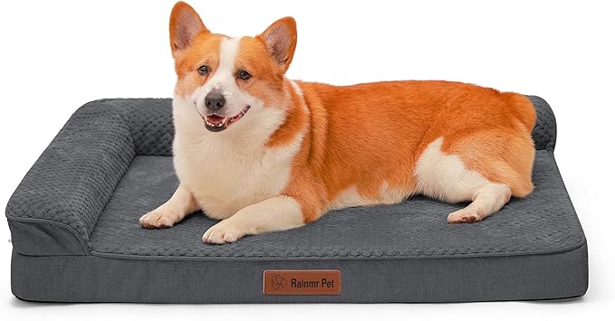 Orthopedic Dog Beds Large Sized Dog, 3 Inch Memory Foam Pet Bed for Medium and Large Dogs, Washable Removable Cover, Nonskid Bottom, Waterproof, 36x27 Inches L Dark Grey