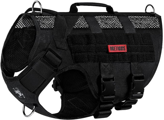OneTigris No Pull Dog Harness for Small Dog, Mesh Design Breathable Military Dog Molle Vests with Handles, Service Dog Vest Harness for Walking Hiking Training