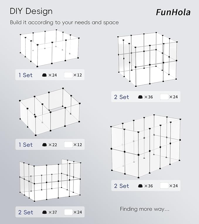 Small Animal Playpen, Guinea Pig Cages with Waterproof Mat, 24 Panels Pet Playpen for Hamsters, Hedgehog, Bunny, Ferret, Indoor Outdoor Plastic Fence, 48.5 x 24.8 x 32.3 inches