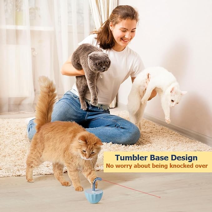Cat toys for indoor cats Laser pointer, Interactive cat toy for bored Indoor adult Cats, Automatic cat toys laser pointer,Random Trajectory and Tumbler Base, USB rechargeable, laser for cats