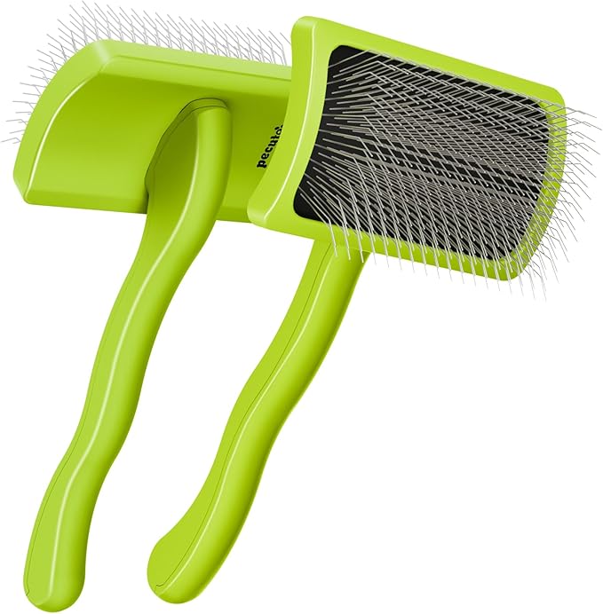 Pecute Slicker Brush for Dogs & Pet Comb, Professional Grooming Dog Brush for Goldendoodles, Poodles, Labradoodles, with Extra Long Soft Pins to Effectively Remove Tangles, Knots and Mats, 2PCS