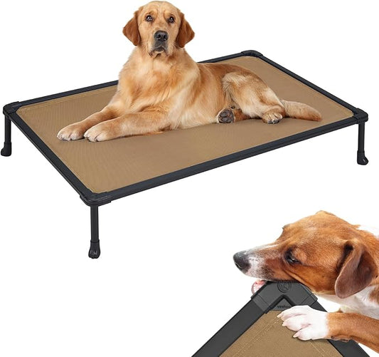 Veehoo Chew Proof Dog Cot, Non Chewable Large Bed, Anti-Scratch Durable Hammock Raised Place for Training Platform, Outdoor Cooling Off Ground, CWC2420ACP