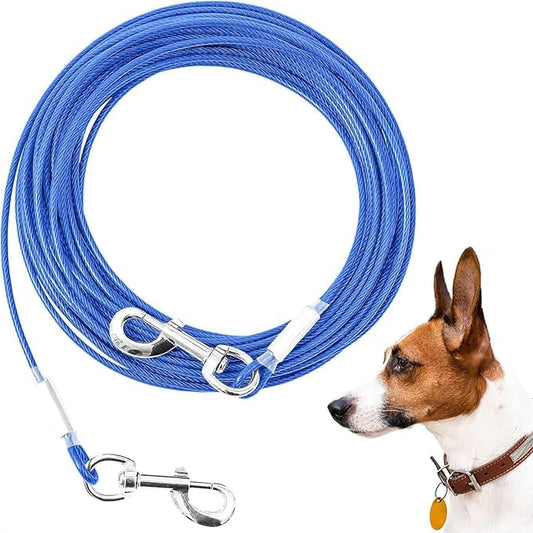 Tie Out Cable for Dogs,50FT Dog Leads,Heavy Duty Tie Out Cable for Large Dogs Up to 125lbs,Durable Dog Runner Tether Line for Outdoor,Yard