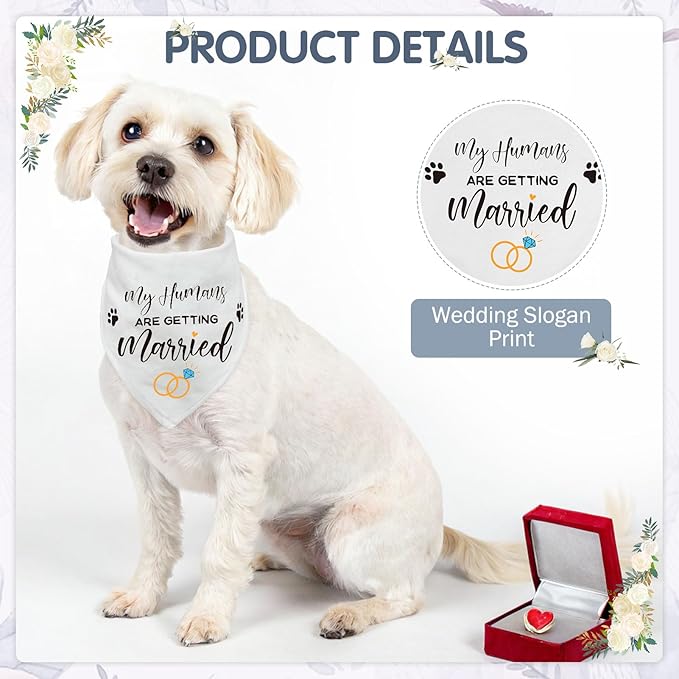 SCENEREAL Dog Bandanas Dress Set for Small Dogs, Dogs Wedding Outfit with Flower Collar Veil, Puppy Party Supplies Pet Tutu Skirt Costume