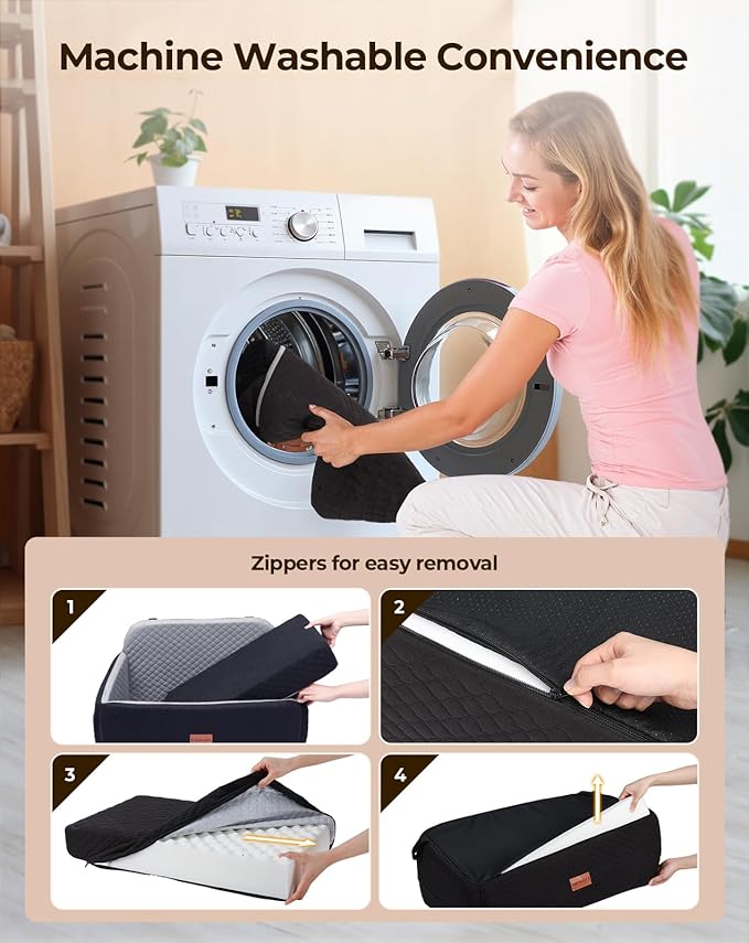 Dog Car Seat for Large Medium Dogs, Pet Car Seat Under 55 lbs or 2 Puppies, Removable Washable Pets Travel Booster Bed for Automotive Backseat with Comfy Thick Cushion, 2 Safety Leashes(Black/Gray)