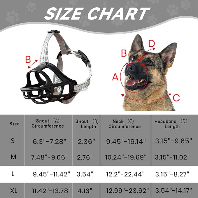 Dog Muzzle, Basket Muzzle for Small Medium Large Dogs, Anti-Biting and Chewing, Lightweight & Sturdy Cage Design, Allows Panting & Drinking, Ideal for Grooming & Training(Black Size L)