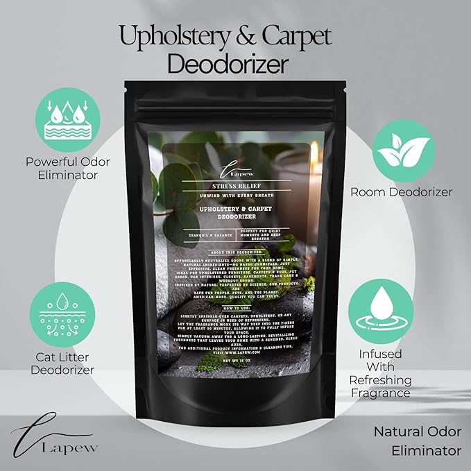 Stress Relief Carpet Freshener Powder: Powerful Odor Eliminator for Home, Upholstery Deodorizer, Carpet Deodorizer, Pet Urine, Cat Litter Box - Stress Relief Fragrance