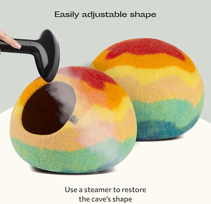 MEOWFIA Cat Cave – Premium Felt Cat Bed for Indoor Cats, Handmade 100% Merino Wool (Medium, Tucson Sunset)