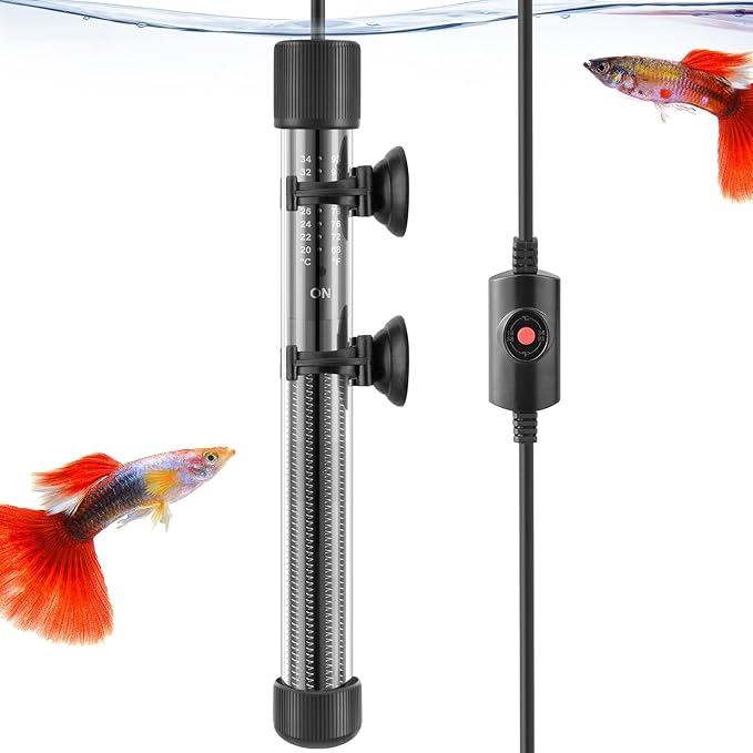 HITOP Thickened Glass Aquarium Heater: 50W 100W 300W Upgraded Fish Tank Heater with Controller, Fish Tank Thermostat Heater for Seawater/Fresh Water 5-65Gal