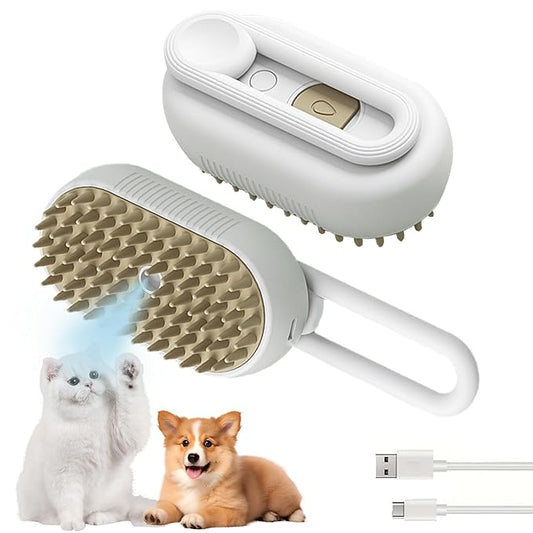 Cat Steam Brush for Shedding Dog Brush with Steam Pet Hair Cleaning Brush Comb for Spray 3 in 1 Pet Grooming for Long & Short Haired Pets – Spritz Defur Comb for cats(Gray)