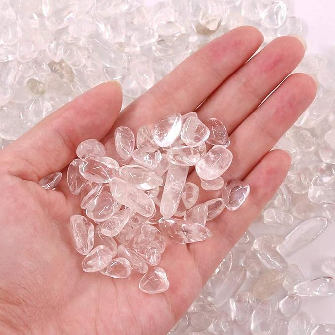 WAYBER 1 Lb/460g Natural White Clear Quartz Crystal Stones Irregular Aquarium Pebble Decorative Rocks Gravels Sands for Turtle Tank//Terrarium/Flowerpot/Vase Decoration (Fill 1 Cup)