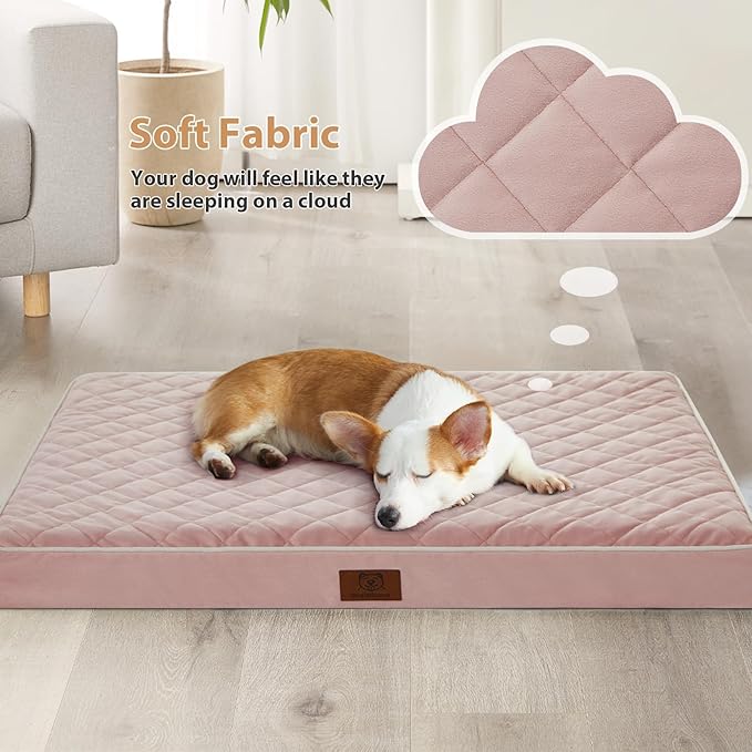 WNPETHOME Orthopedic Big Dog Beds Large Sized Dog, Waterproof Extra Large Dogs Bed with Removable Washable Cover, Multi-Needle Quilting Dogs Crate Bed