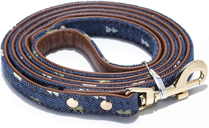 Puppy Leash for Small Dogs Cute Leather Navy Leashes (Leash-Navy)