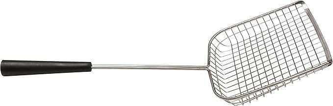 Sand Dipper Cat Poop Scooper & Chicken Poop Scooper - Rugged Big 6" Square Stainless Steel Long Handle for Home Kitty Litter Scoop & Farm Chicken Compatible Coop Scooper (Scoop)