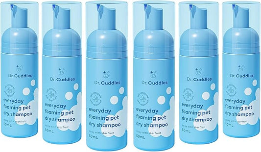 Foaming Dog Dry Shampoo, Travel Size Waterless Dog Shampoo No Rinse, Waterless Cat Shampoo, Natural Botanicals & Deodorant for Dogs & Cats, Vet Formulated, Cleans & Conditions, Summer Pawty Pack of 6