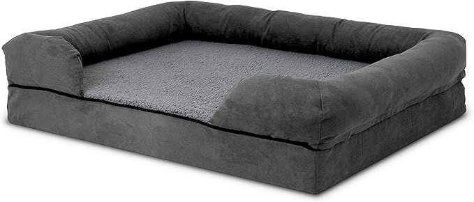 The Dog’s Bed, Large Grey Plush (no Logo), Memory Foam, Pain Relief: Arthritis, Hip & Elbow Dysplasia, Post Surgery, Lameness, Supportive, Calming, Waterproof Washable Cover, Veterinary Approved