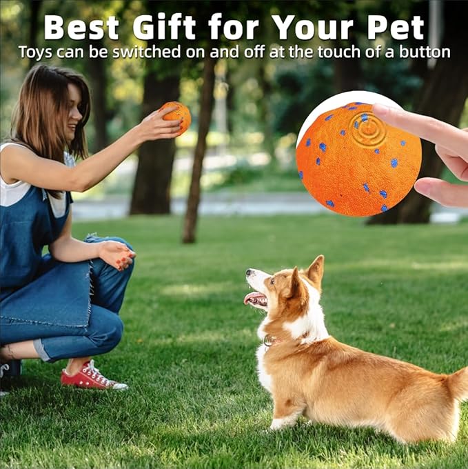 Interactive Dog Toys Ball, Automatic Moving, Bouncing Chew Toys, E-TPU Material, Suitable for Large and Medium-Sized Dogs, Used for Boredom Relief and Daily Training, USB Rechargeable