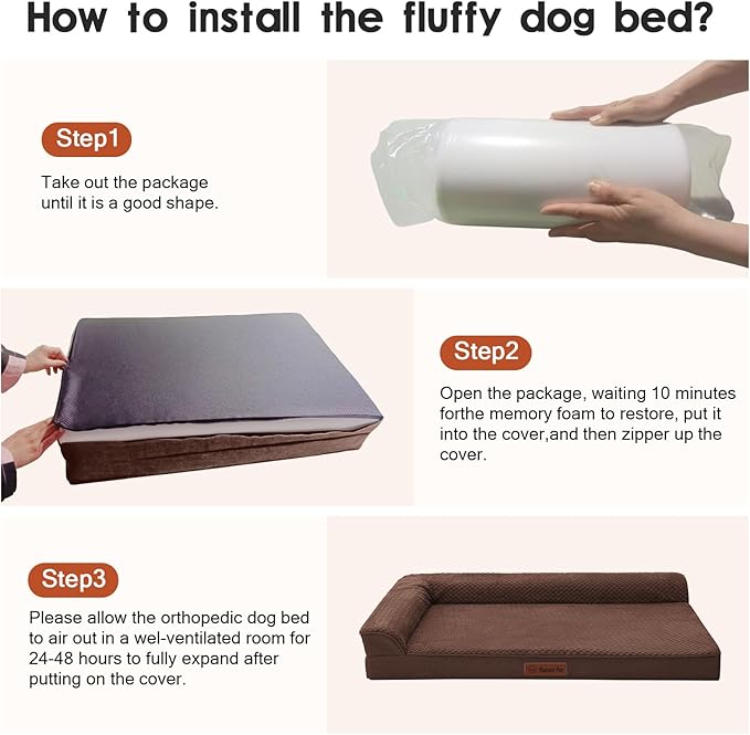 Orthopedic Dog Bed Medium Size Dog, 3 Inch Memory Foam Pet Bed for Small and Medium Dogs, Washable Removable Cover, Nonskid Bottom, Waterproof, 30x20 Inches S Brown Grey