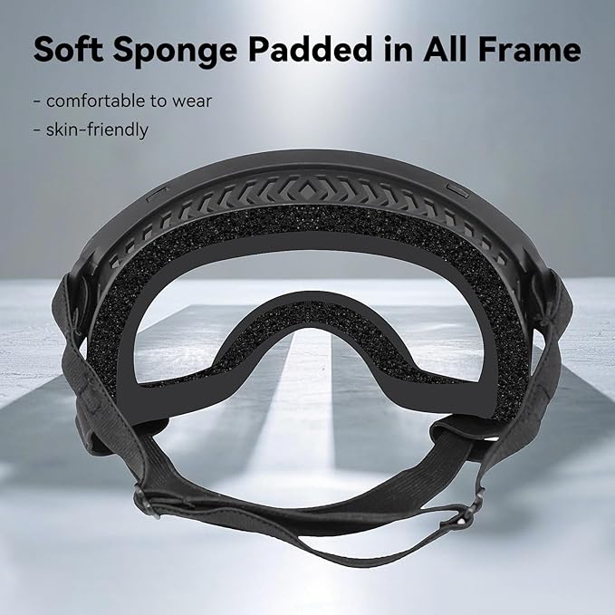 Dog Sunglasses UV Protection Clear Dog Goggles Windproof Glasses with Elastic Straps for Medium-Large Breed, Black Frame + Clear Lens