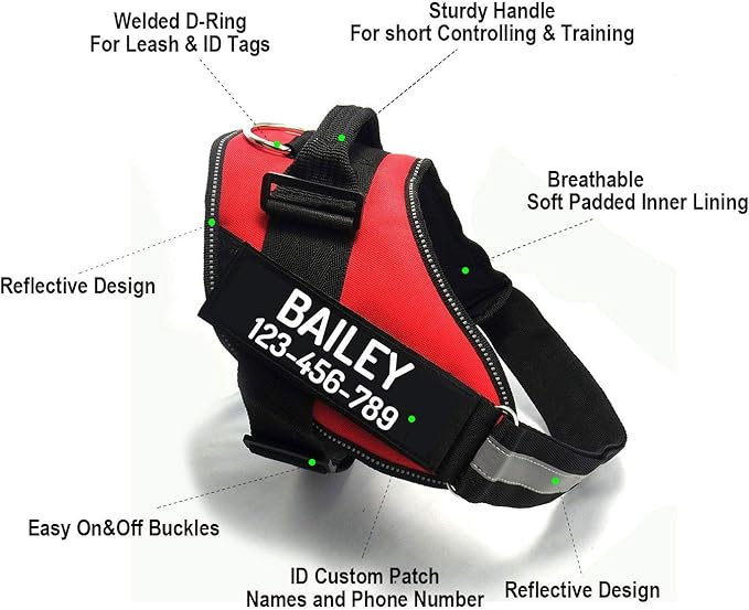 PawPawify Custom No Pull Dog Harness with Name and Phone Number, Heavy Duty Personalized Pet Vest to Prevent Tugging, Pulling, or Choking, Training and Walking (Pink, XXL (85-140 LBS))