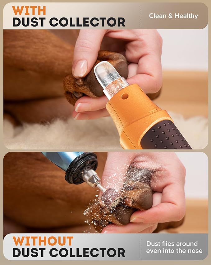 YABIFE 7-Speed Pet Nail Grinder with Light – Heavy Duty, Whisper Quiet Nail Trimmer for Dogs, Cats, Birds & Small Animals – Single-Handed Operation