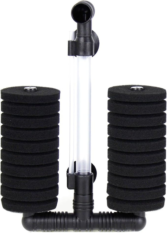 AQUANEAT 1 Pack Double Bio Sponge Filter, for Fry, Betta, Shrimp, Nano, Aquarium Fish Tank (Middle up to 55Gal)