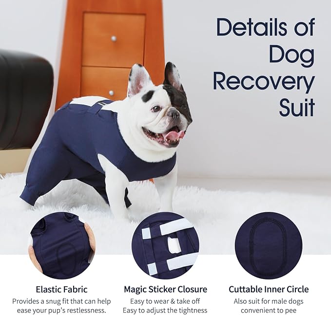 IECOii Pet Surgery Recovery Suit,Breathable Dog Bodysuit E-Collar & Cone Alternative Surgical Suit After Spayed/Neutered Wear,Recovery Suit for Dogs Male Female Sleeve to Prevent Licking,XL-Blue