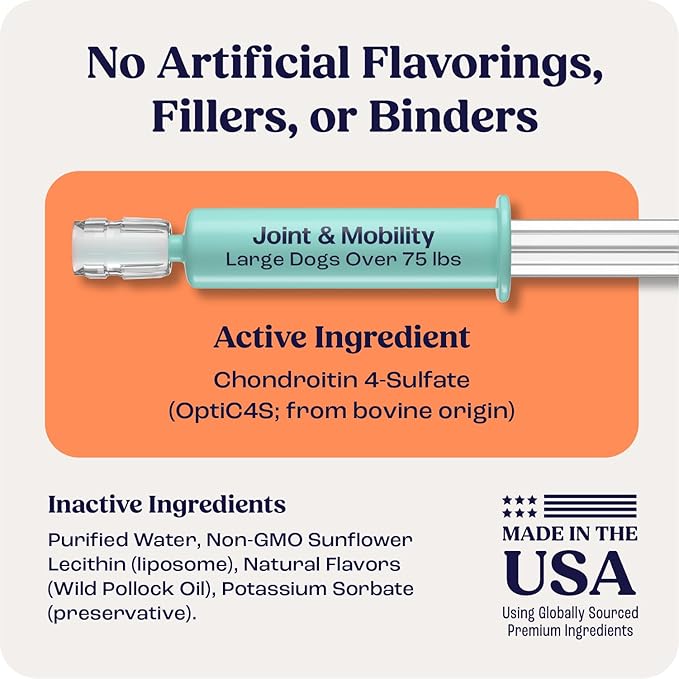 Summit Canine Joint and Mobility Supplement for Large Dogs, All Natural Liquid Chondroitin with Liposomal Delivery for Arthritis, Hip & Joint Support Vitamin, (Dogs 75+lbs)