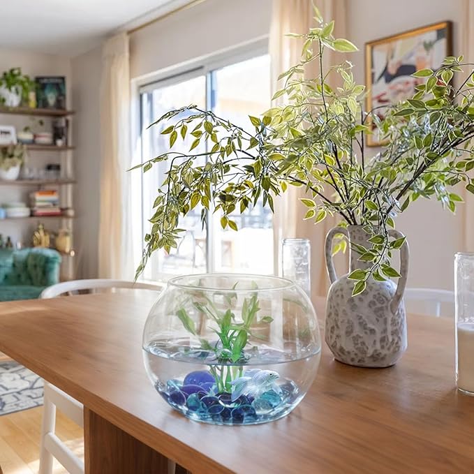 FUTUREPLUSX 0.97 pounds, Flat Glass Marbles, Blue Mixed Gemstone Vase Fillers Beads Decorative Glass Pebbles Floral Fish Tank Rocks for Vases Table Scatter Aquarium Decor