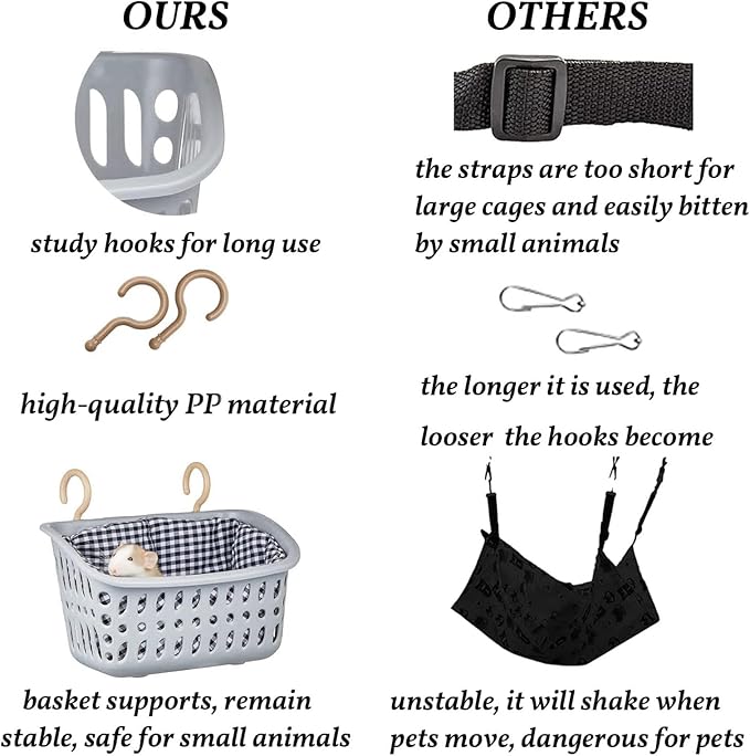 JWShang Rat Hammock for Cage, Chew Proof Hanging Basket Bed with Sturdy Hooks, Pet Cage Accessories, Safe Cozy Small Animal Rodent Hammock for Sugar Glider Mice Snuggling Sleeping