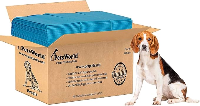 PETSWORLD Puppy Pads, 23x36 Inch, 400 Count - Puppy Pee Pads for Dogs, Tear Resistant, Economy Value, Super-Absorbent Polymer Gel Core, Perfect for Puppies, Smaller Dogs