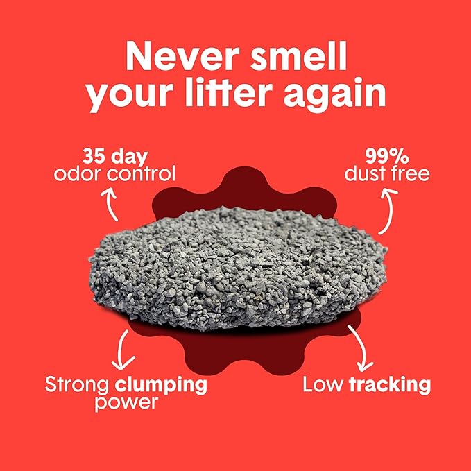 Boxie® Extra Strength 35 Day Odour Control Clumping Clay Cat & Kitty Litter 40lb, 99.9% Dust-Free, Probiotic Formula, Long-Lasting, Veterinarian Approved, Easy Scooping for Multi-Cat Homes