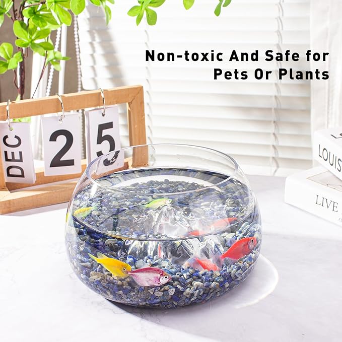 Lapis Lazuli Crystals Chips Aquarium Gravel Rocks 3 Lbs, Natural Gemstones Healing Reiki Crystals Polished Tumbled Crushed Rocks Quartz Vase Filler Fish Tank Gravel Home Decoration