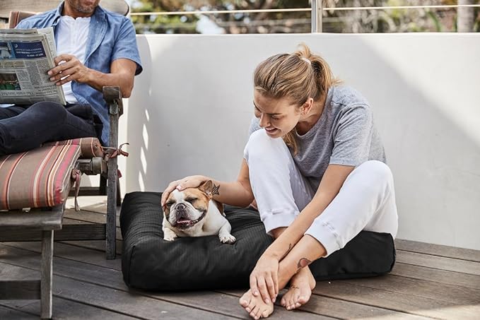 K9 Ballistics Tough Rectangle Pillow Large Dog Bed - Removable Cover, Washable, Durable & Water Resistant Dog Bed Made for Large Dogs 40"x34" Sandstone