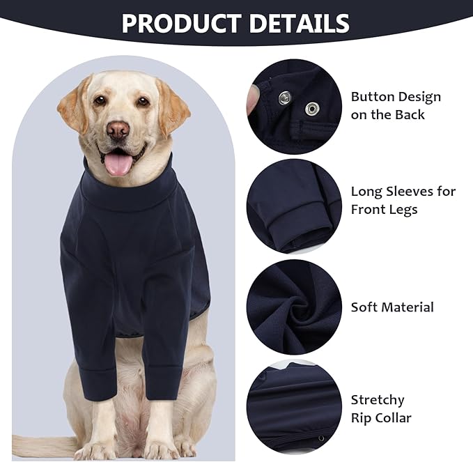 IDOMIK Dog Recovery Suit, Dog Surgery Recovery Suit Front Legs, Comfy Joint Leg Sleeves After Surgery, Elbow Braces Protector for Leg Injuries & Joint Pain, Cone Collar Alternatives,Navy,XL