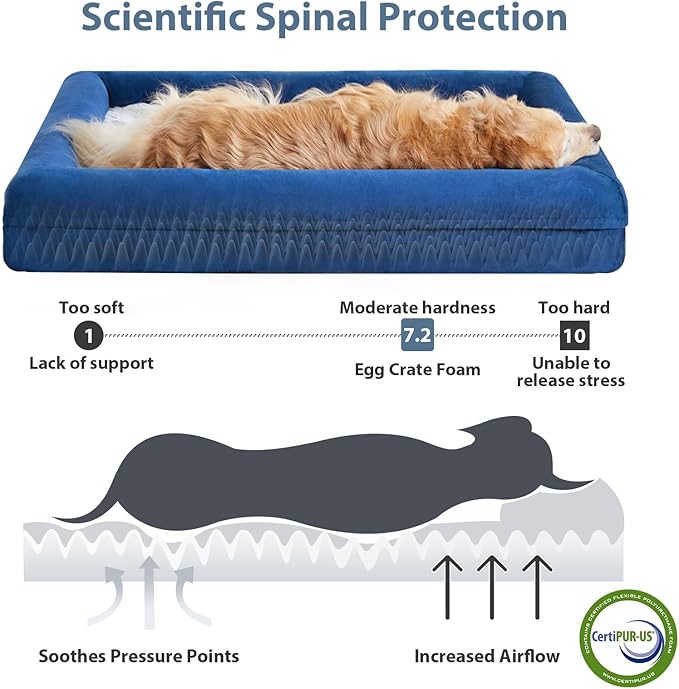 WNPETHOME XXL Extra Large Dog Bed, Washable Dog Couch with Removable Waterproof Cover, Orthopedic Large Pet Sofa Bed with Bolster Sides for Sleeping