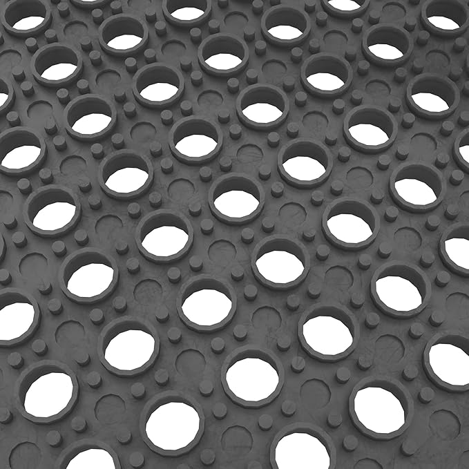 Ottomanson Heavy Duty Rubber Floor Mat – Non-Slip, Waterproof, Easy to Clean – Anti-Fatigue Mat for Commercial Kitchens, Restaurants, Workshops – Oil Resistant, Hose Washable – 36" x 60", Black