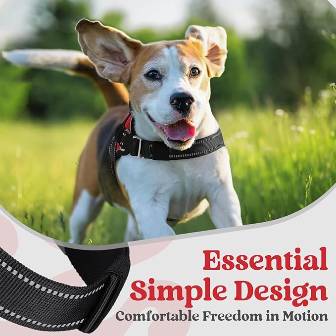 rabbitgoo Dog Harness Medium Sized, Easy On Pet Vest with One Buckle, No Pull Adjustable Service Harness with D-Ring & Handle, Reflective for Safety Walking, Training, Red, M