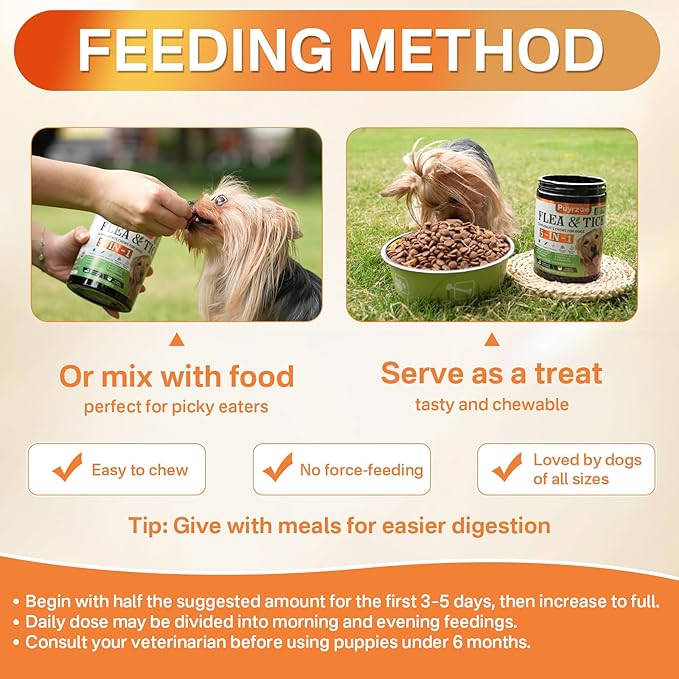 5-in-1 Dog Flea and Tick Treatment Chewable, Natural Flea and Tick Prevention for Dogs Chewable - Flea & Tick | Hip & Joint | Skin & Coat | Immunity Support | Digestive for All Breeds & Sizes