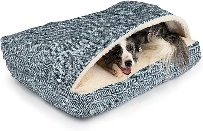 Snoozer Pet Products Luxury Rectangle Cozy Cave Dog Bed with Microsuede, Showdog Collection, Small, Palmer Indigo