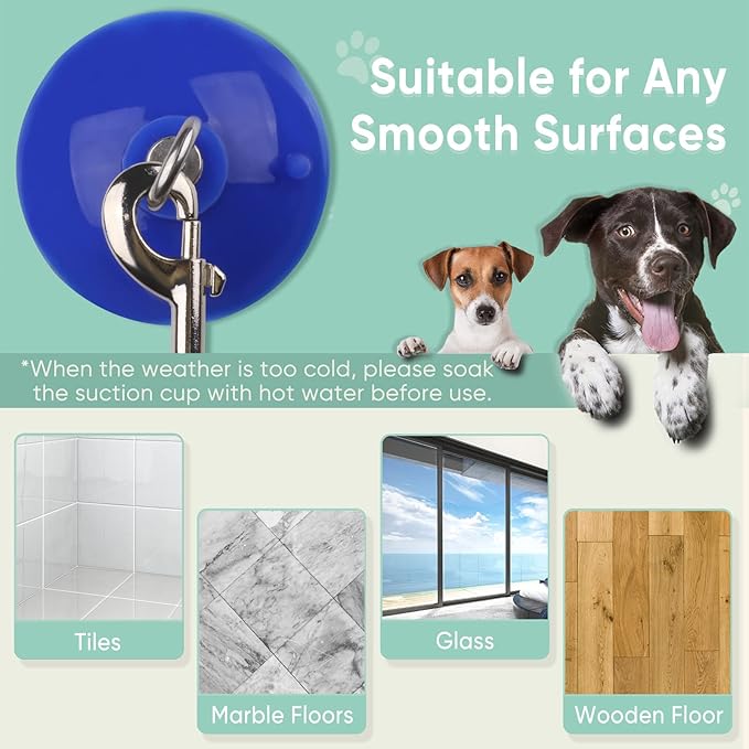 Petbobi Dog Bathing Tether with Heavy Suction Cup, Pet Grooming Tub Restraint Leash with Dog Scrubber for Bath, Adjustable Cat Fixed Safety Rope for Shower, Blowing, Trimming, Brushing Pet