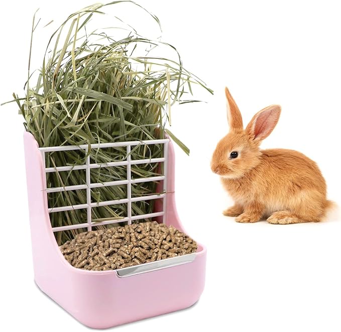 Litewoo Rabbit Hay Feeder Food Bowl Feeding Rack for Small Animal Guinea Pig Chinchilla Bunny Cage Accessories