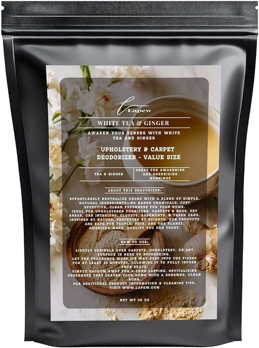 White Tea & Ginger Carpet Freshener Powder Refill 36 oz | Powerful Odor Eliminator for Home | Upholstery Deodorizer | Carpet Deodorizer | Pet Urine | Cat Litter Box