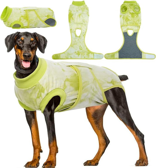 Kuoser Dog Surgery Recovery Suit, Anti Licking Pet Surgical Suit for Dogs Male Neuter, Female Dog Surgery Suit for Spay Subsititute E-Collar Cone, Dogs Body Suits After Surgery Green Tie Dye 2XL