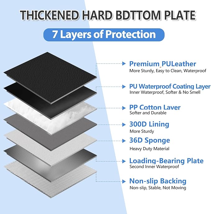 Hard Bottom Dog Car Seat Cover for Back Seat – Waterproof Nonslip Hammock Extender for Trucks & SUVs, Heavy Duty Pet Protector, Black Faux Leather